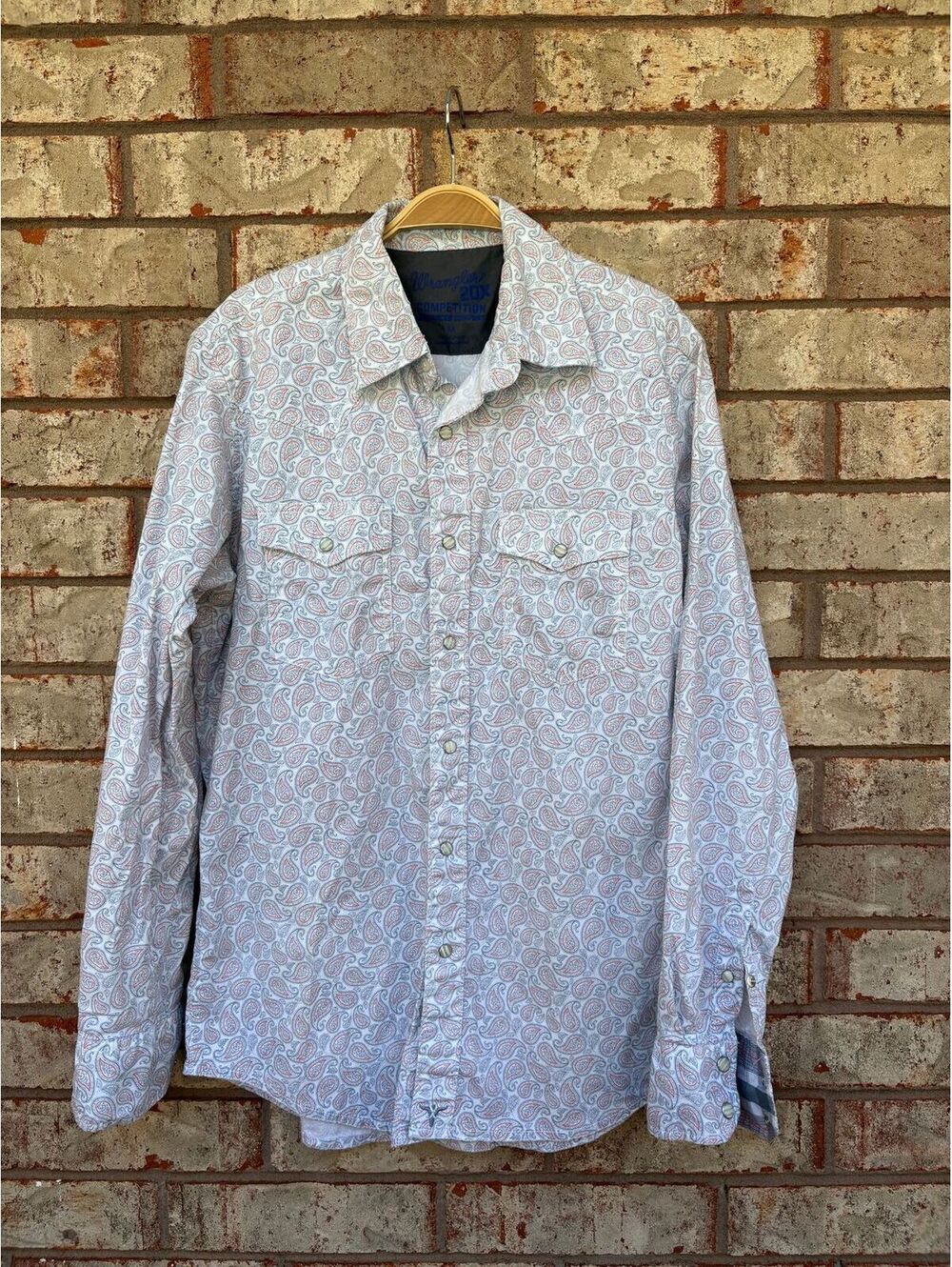 Wrangler 20X Competition Paisley Print Pearl Snap Cowboy Western Shirt Size M